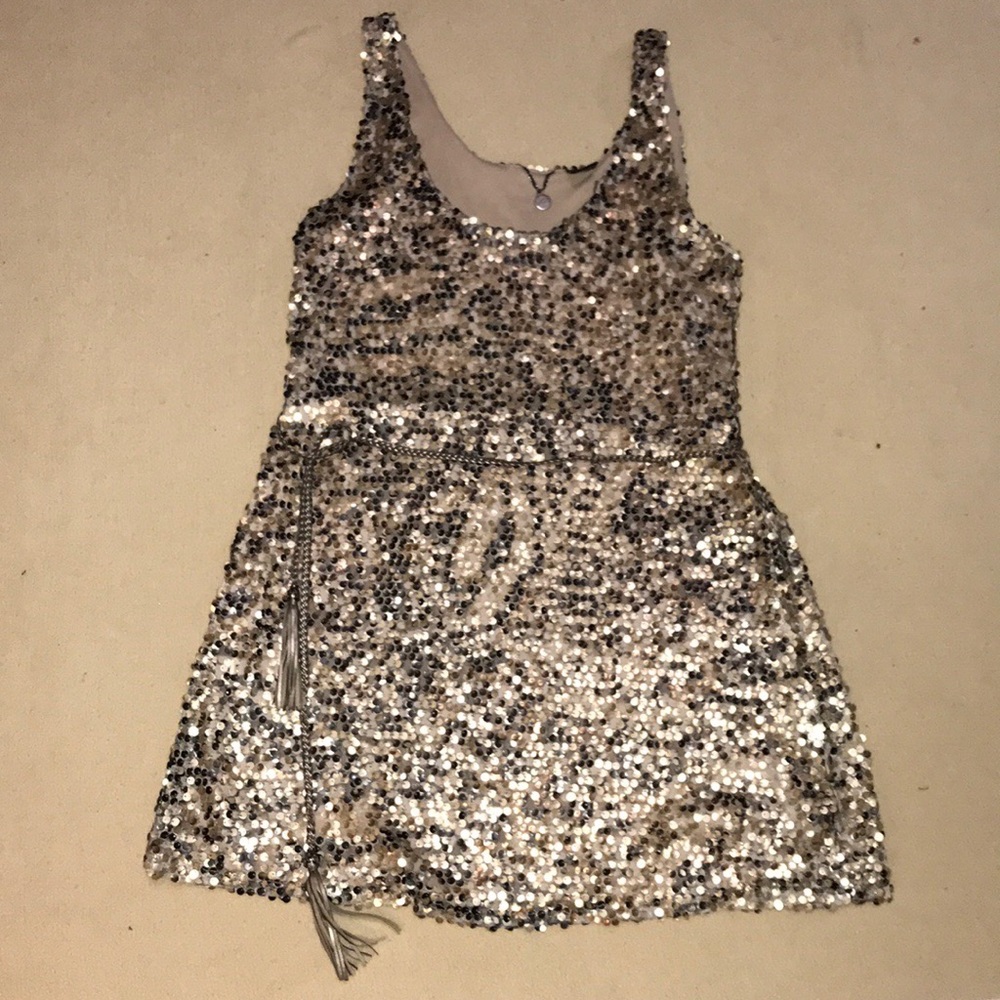 BKE Boutique gold sequined dress